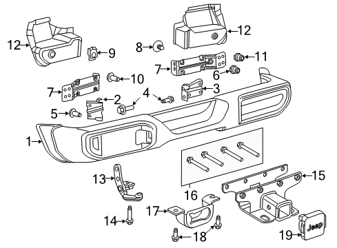 2020 Jeep Wrangler Bumper & Components, Trailer Hitch Components Screw-HEXAGON Head Diagram for 6512086AA
