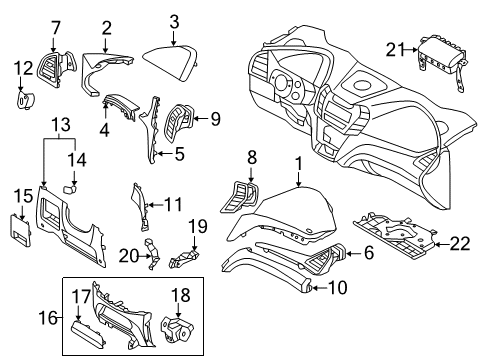 2013 Hyundai Santa Fe Cluster & Switches, Instrument Panel Duct Assembly-Side Air Ventilator, LH Diagram for 97405-2W000-NN2