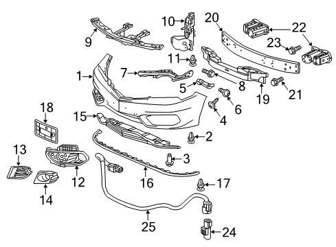 2017 Acura ILX Front Bumper Grille, Front Bumper Center (Lower) Diagram for 71105-TX6-A51