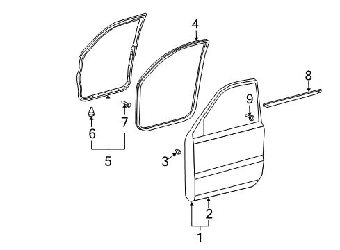 2009 Lexus GX470 Front Door Panel Sub-Assy, Front Door, RH Diagram for 67001-60620