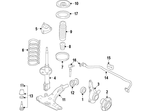 2005 Hyundai Tucson Front Suspension Components, Lower Control Arm, Stabilizer Bar Pad-Front Spring Upper Diagram for 5463434000