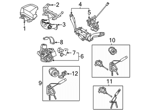 2022 Hyundai Santa Cruz Shroud, Switches & Levers KEY & CYLINDER SET-LOCK Diagram for 81905-K5010