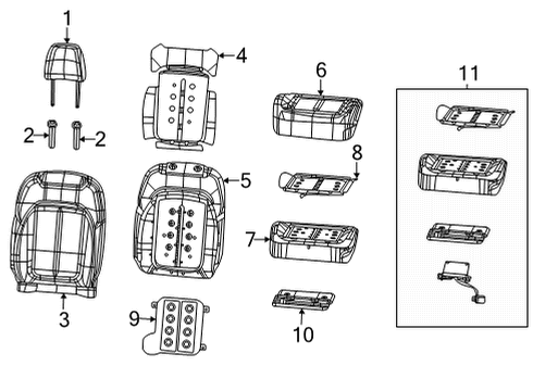 2021 Jeep Grand Cherokee L Heated Seats Foam-Seat Cushion Diagram for 68376089AB