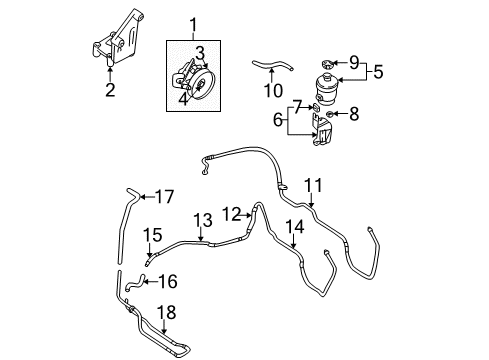 2002 Hyundai Santa Fe P/S Pump & Hoses, Steering Gear & Linkage Pump Assembly-Power Steering Oil Diagram for 57100-26100