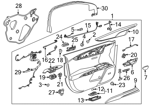 2014 Cadillac XTS Interior Trim - Front Door Water Deflector Diagram for 23360428