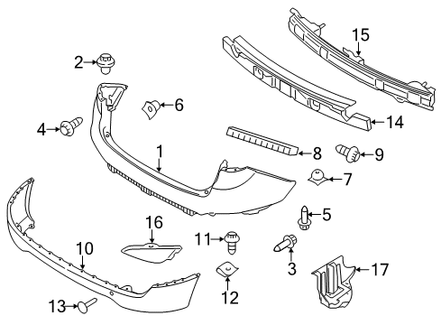 2014 Hyundai Tucson Rear Bumper Bracket-Rear Bumper Side Mounting, LH Diagram for 86613-2S000