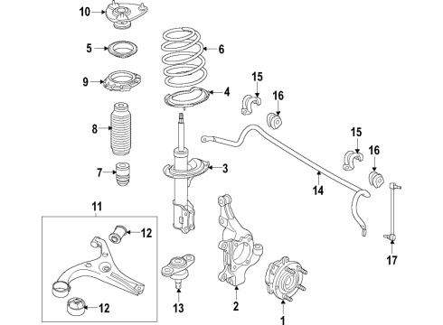 2019 Kia Sedona Front Suspension Components, Lower Control Arm, Stabilizer Bar Bearing-Strut Diagram for 54612A9100