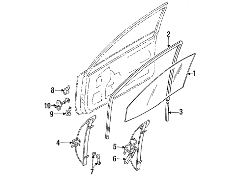 1993 Plymouth Colt Front Door Glass & Hardware Front Door-Window Regulator Diagram for MB827371