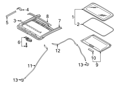 2020 Nissan Rogue Sport Sunroof Lid Assy-Sunroof, Slide Diagram for 91210-6MA1A