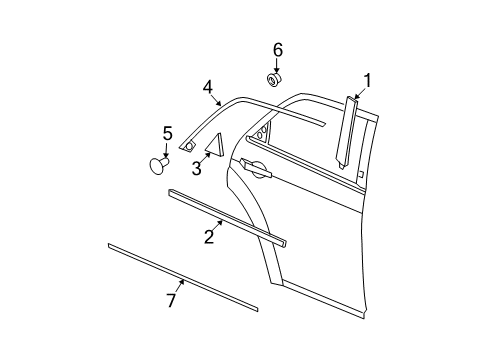 2009 Dodge Charger Exterior Trim - Rear Door Molding-Rear Door Diagram for 1DX23TZZAA