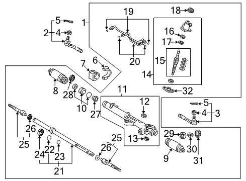 2003 Toyota Tundra P/S Pump & Hoses, Steering Gear & Linkage Pinion Diagram for 44201-0C021