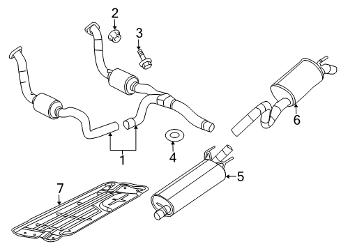 2009 Dodge Durango Exhaust Components, Exhaust Manifold Exhaust Muffler Diagram for 68046111AA