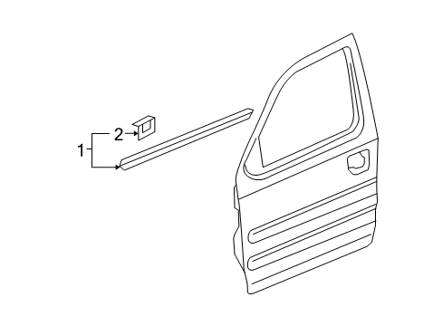 2009 Honda Ridgeline Exterior Trim - Front Door Molding Assy., L. FR. Door Diagram for 72450-SJC-A01