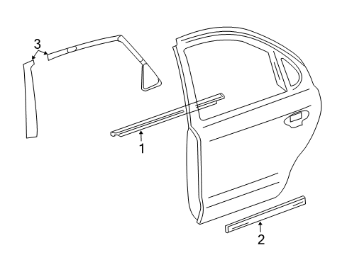 2006 Ford Five Hundred Exterior Trim - Rear Door Lower Molding Diagram for 6G1Z-5425557-BPTM