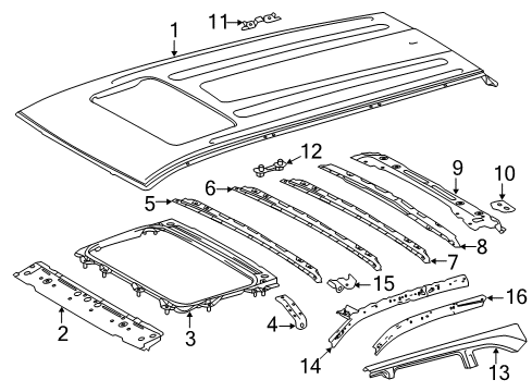 2016 Toyota Highlander Roof & Components Panel Support Diagram for 63118-0E050