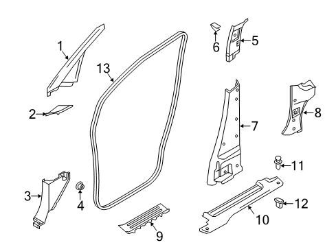 2017 Chevrolet City Express Interior Trim - Pillars, Rocker & Floor Cowl Panel Diagram for 19316753