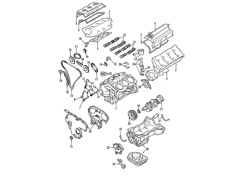 2010 Nissan Altima Engine Parts, Mounts, Cylinder Head & Valves, Camshaft & Timing, Variable Valve Timing, Oil Pan, Oil Pump, Balance Shafts, Crankshaft & Bearings, Pistons, Rings & Bearings Oil Pan Assembly Diagram for 11110-JA10D