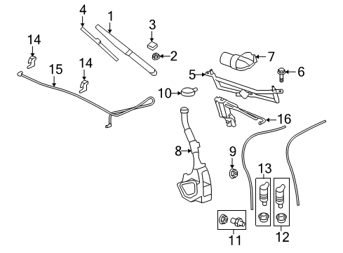 2007 Saturn Outlook Wiper & Washer Components Transmission Asm-Windshield Wiper Diagram for 20785185