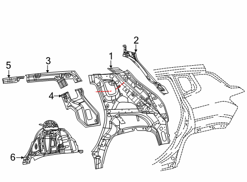 2021 Jeep Compass Inner Structure - Quarter Panel REINFMNT-C-Pillar Diagram for 68244050AA