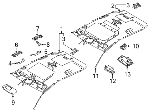 2019 Kia Stinger Interior Trim - Roof Wiring Assembly-Roof Diagram for 91800J5480