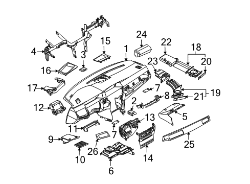 2008 BMW 535i Instrument Panel Carrier Drink Holder, Interior Diagram for 51459185140