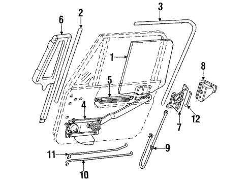 1995 Jeep Wrangler Door Glass & Hardware Handle-I/S Release & Locking LH Diagram for 55029579