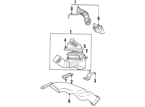 1997 Toyota Tercel Air Intake Hose, Air Cleaner Diagram for 17880-11241