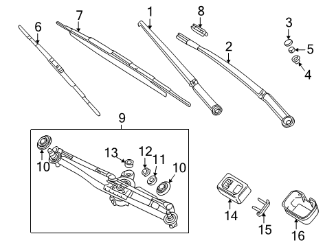 2001 BMW 330Ci Wiper & Washer Components Installation Element For Wiper Arm Diagram for 61618226059