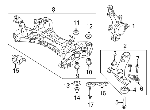 2020 Kia Cadenza Front Suspension Components, Lower Control Arm, Stabilizer Bar Stay LH Diagram for 62476C1000