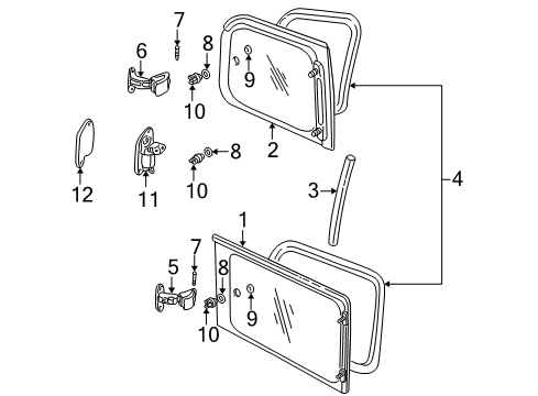 1997 Pontiac Trans Sport Side Panel - Glass & Hardware Weatherstrip Asm-Body Side Rear Window Diagram for 10353836