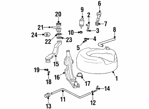 1996 BMW 850Ci Headlamp Washers/Wipers Plate Diagram for 31351114570