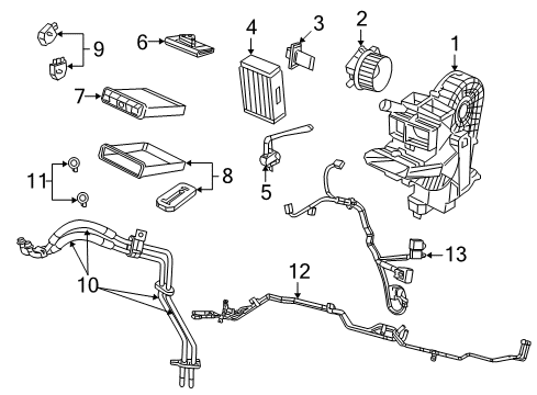 2008 Dodge Grand Caravan Auxiliary Heater & A/C Seal Kit-A/C And Heater Unit Diagram for 68018350AC