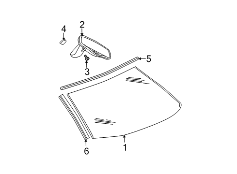 2006 Chrysler Pacifica Windshield Glass, Reveal Moldings Cover-Mirror Opening Cover Diagram for 4857968AE