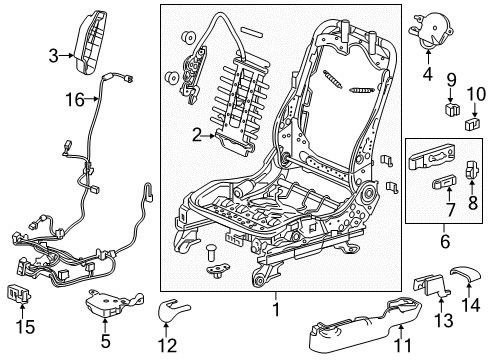 2015 Acura MDX Power Seats Knob Rec (Sandstorm) Diagram for 81652-T2F-A51ZD