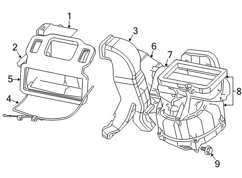 2007 Chrysler PT Cruiser A/C Evaporator & Heater Components Housing-Blower Motor Diagram for 5179474AA
