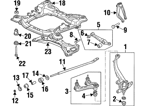 1996 Acura TL Front Suspension Components, Lower Control Arm, Upper Control Arm, Stabilizer Bar Arm, Left Front (Lower) Diagram for 51365-SW5-000