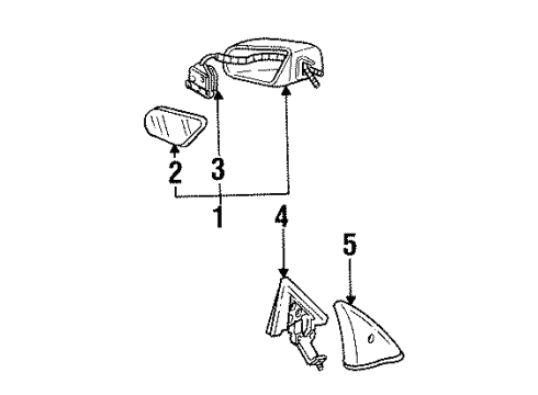 1997 Pontiac Firebird Mirrors Mirror Kit, Outside Rear View (Glass & Tape Asm) (Right) Diagram for 12528881