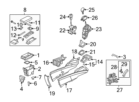 2010 Honda Civic Parking Brake Cap Assembly Diagram for 39620-SNA-003