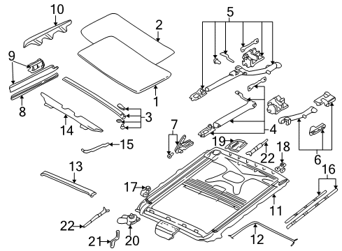 2000 BMW 528i Sunroof Support For Left Rubber Boot Diagram for 54128202281