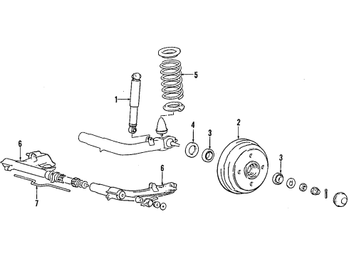 1993 Hyundai Scoupe Rear Suspension Components, Lower Control Arm, Stabilizer Bar Spring-Rear Diagram for 55350-24000