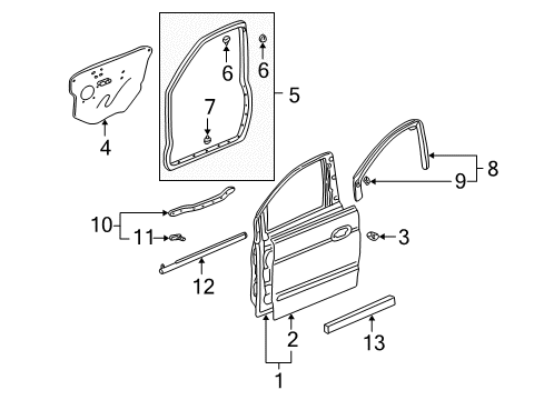 2001 Acura MDX Front Door Weatherstrip, FR. (Lower) Diagram for 72326-S0X-A01
