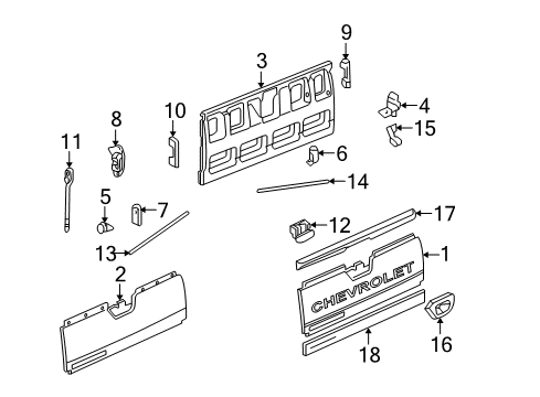 2006 Chevrolet Avalanche 2500 Tail Gate Check Cable Diagram for 88980509