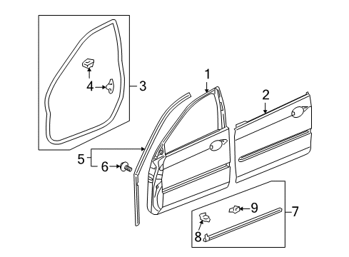 2005 Acura RL Front Door Panel, Right Front Door (Dot) Diagram for 67010-SJA-A91ZZ