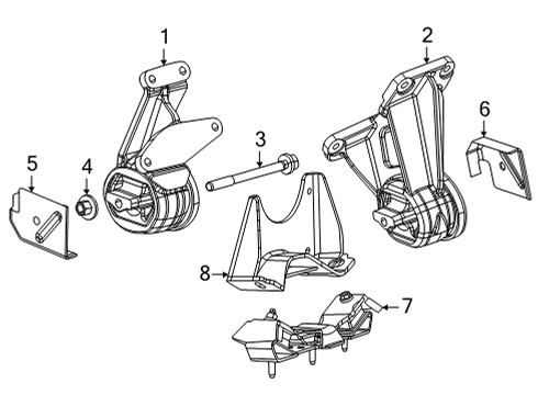 2022 Jeep Wagoneer Engine & Trans Mounting Bolt Diagram for 6513002AA