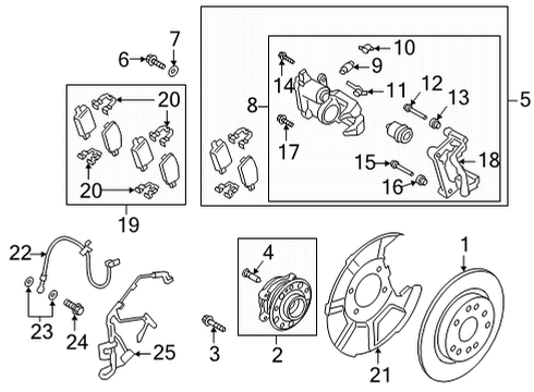 2021 Hyundai Santa Fe Rear Brakes SENSOR ASSY-ABS REAR WHEEL, LH Diagram for 58950-CLAF0