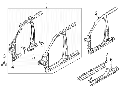 2020 Hyundai Santa Fe Aperture Panel, Rocker Panel Assembly-Side Sill Inner, RH Diagram for 65180-S2000