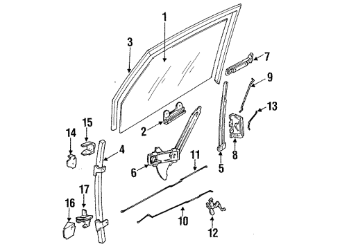 1991 Pontiac Sunbird Front Door - Glass & Hardware Seal Asm, Front Side Door Opening Frame Diagram for 12356868