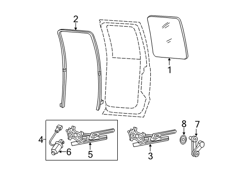 2013 Ford F-350 Super Duty Rear Door - Glass & Hardware Door Glass Diagram for CC3Z-2625712-A