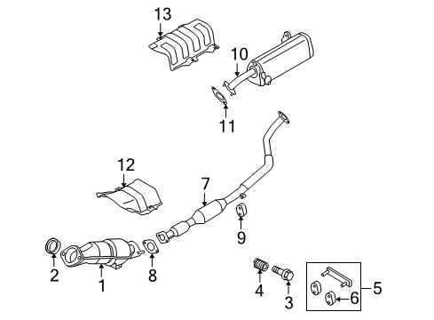 2011 Kia Soul Exhaust Components Main Muffler Assembly Diagram for 287002K010