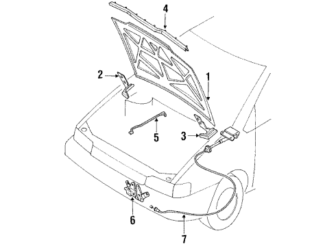 1990 Nissan Axxess Hood & Components Male Assy-Hood Lock Diagram for 65601-30R00